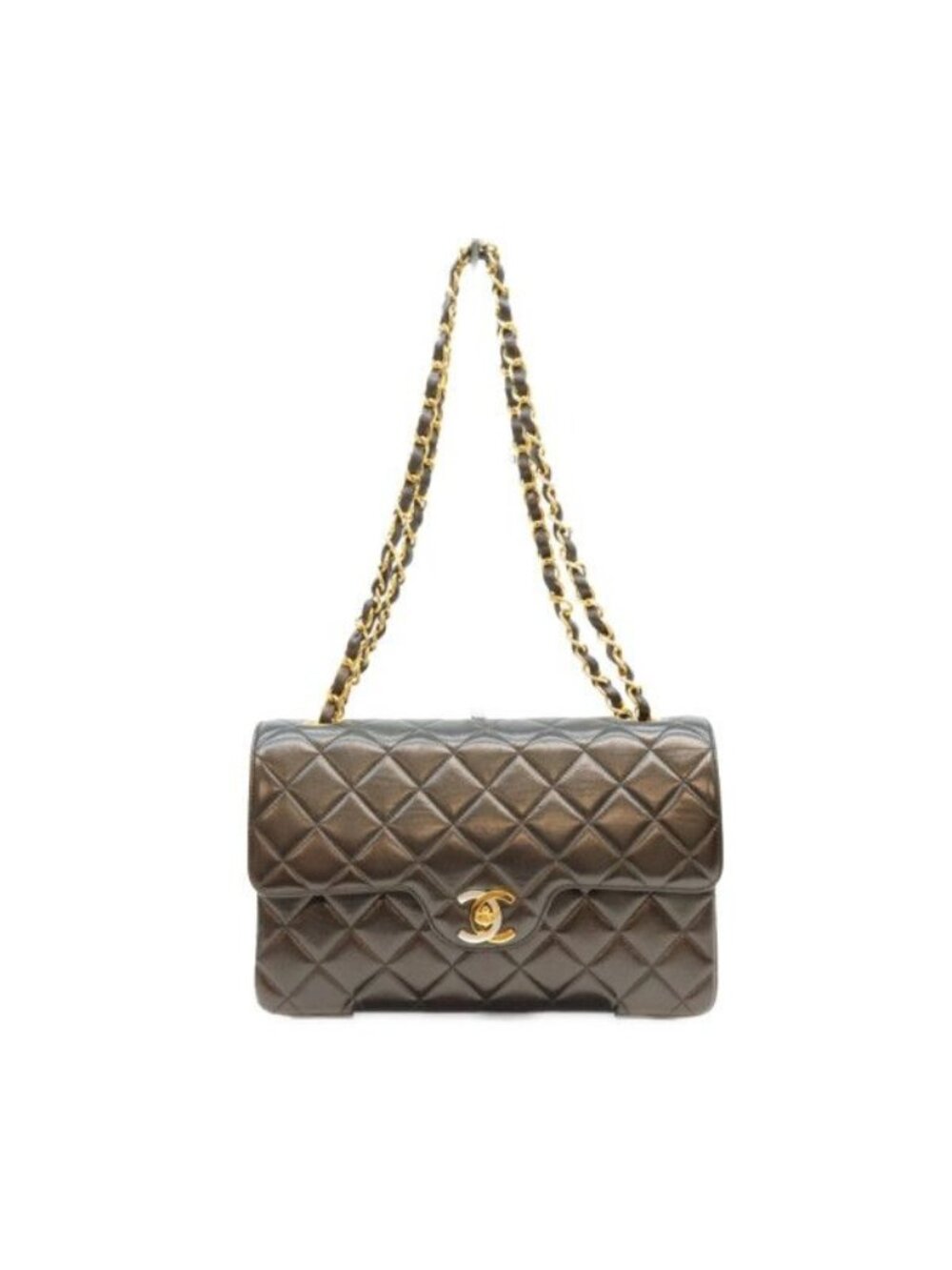 Chanel Black Lambskin Double Flap Bag Limited Edition Quilted 23 Chain
